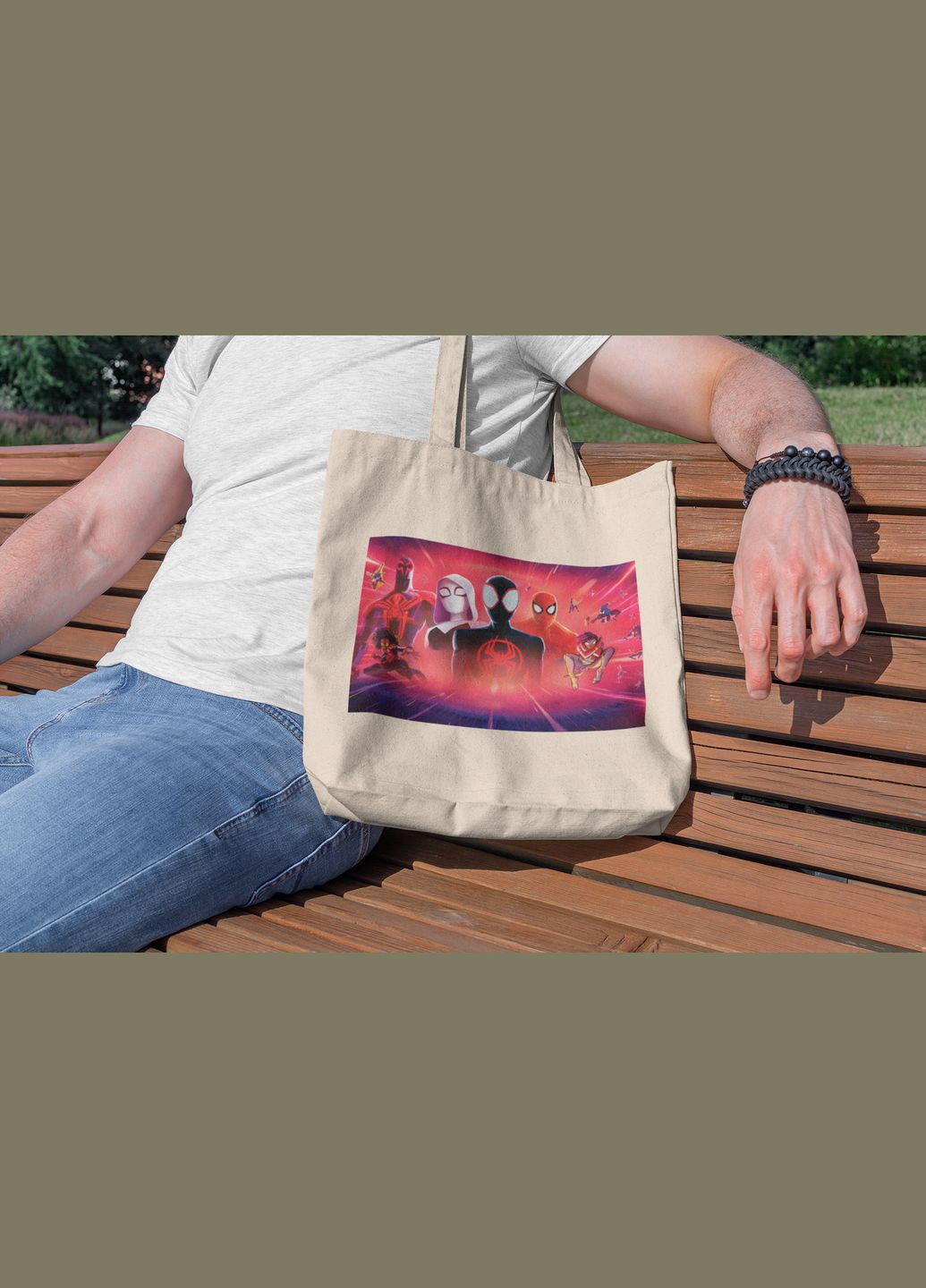 Эко-сумка шоппер с аниме принтом Человек-паук Паутина Вселенных Spider-Man Кавун шопер (316137673)