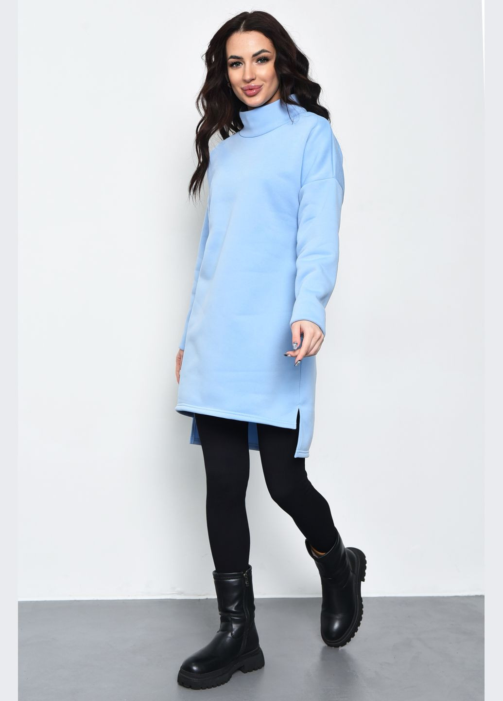 Туника женская на флисе голубого цвета Let's Shop (302209614)