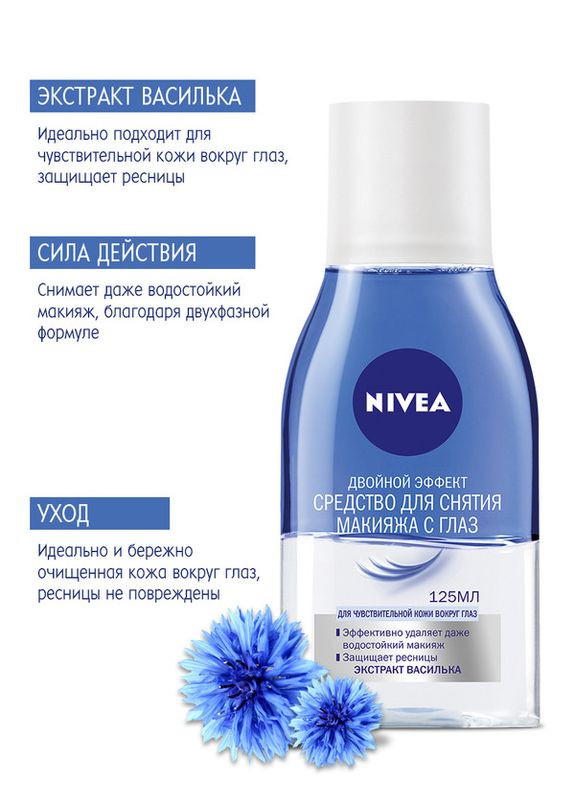 Засіб для зняття макіяжу з очей "Подвійний ефект" Visage Double Effect Eye Make-Up Remover 125ml (2-235701) Nivea (369793893)