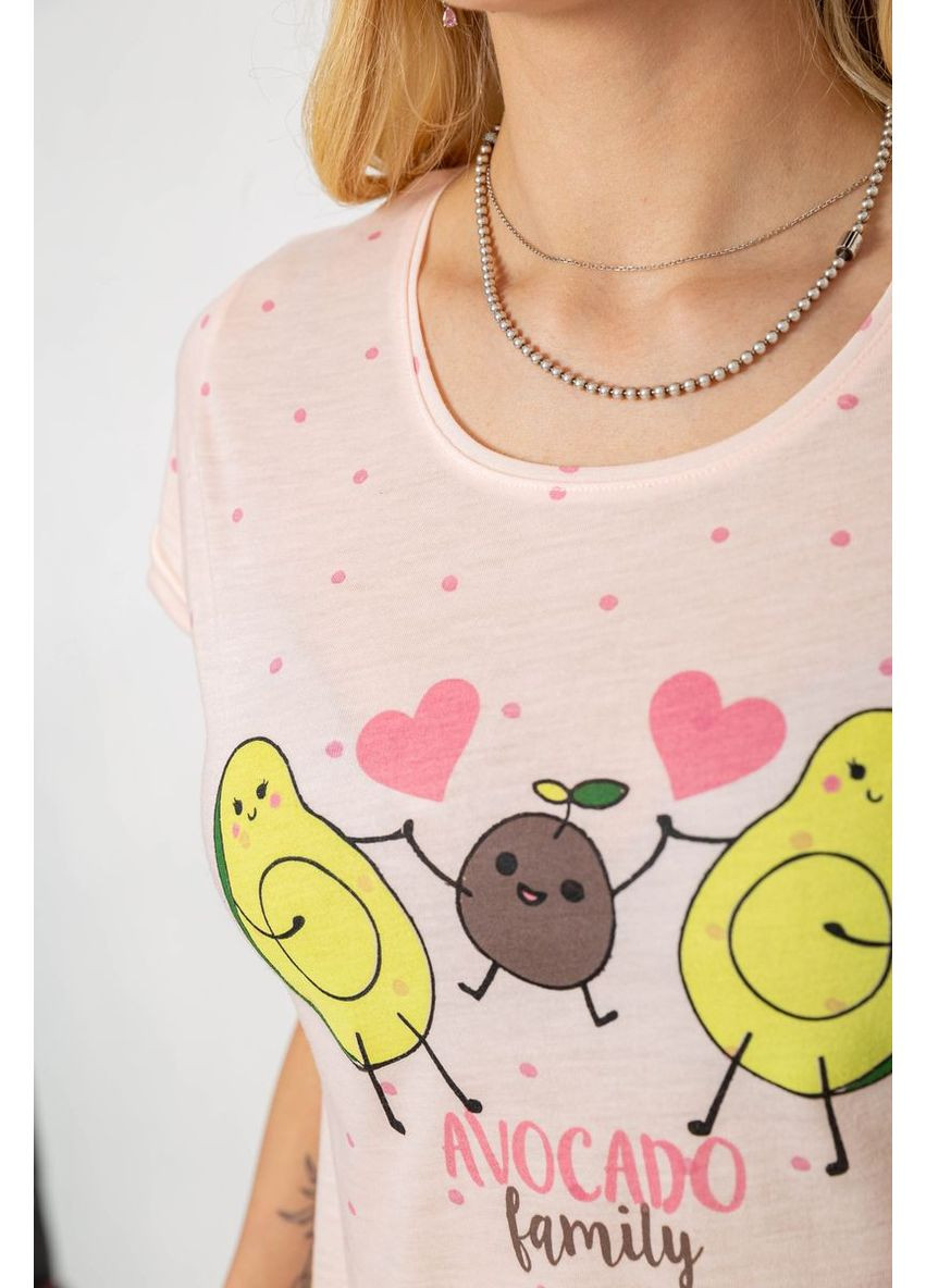 Персиковая пижама женская с принтом, 243r7093 Cagri