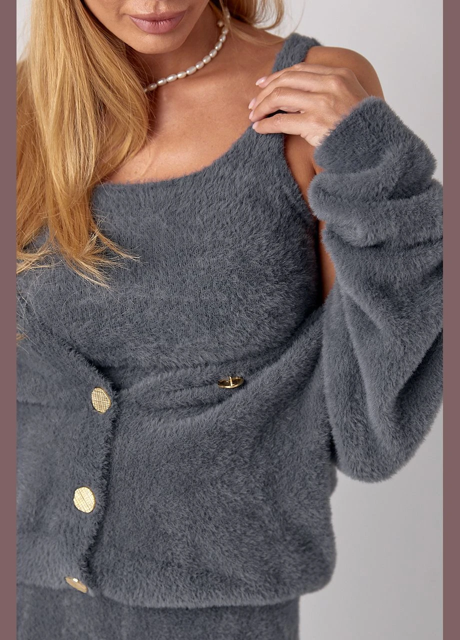 Женский костюм-тройка с альпаки - молочный Lurex (302333986)