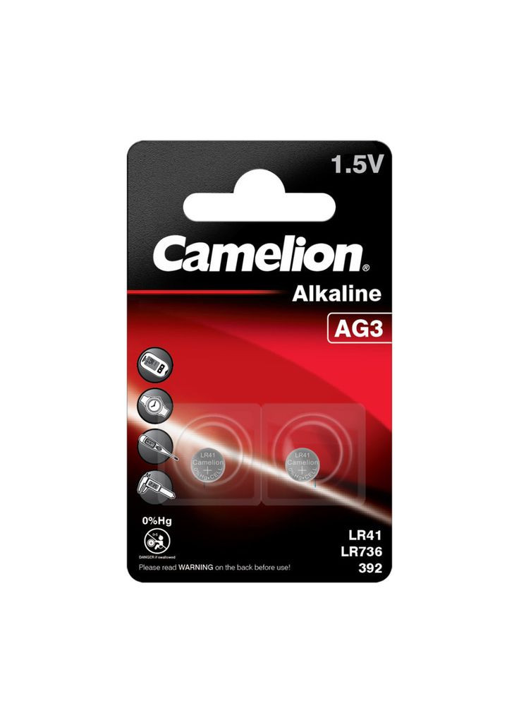 Батарейка AG3/LR41 Alkaline*2 (m424929) Camelion AG3 / LR41 Alkaline * 2 (367069374)