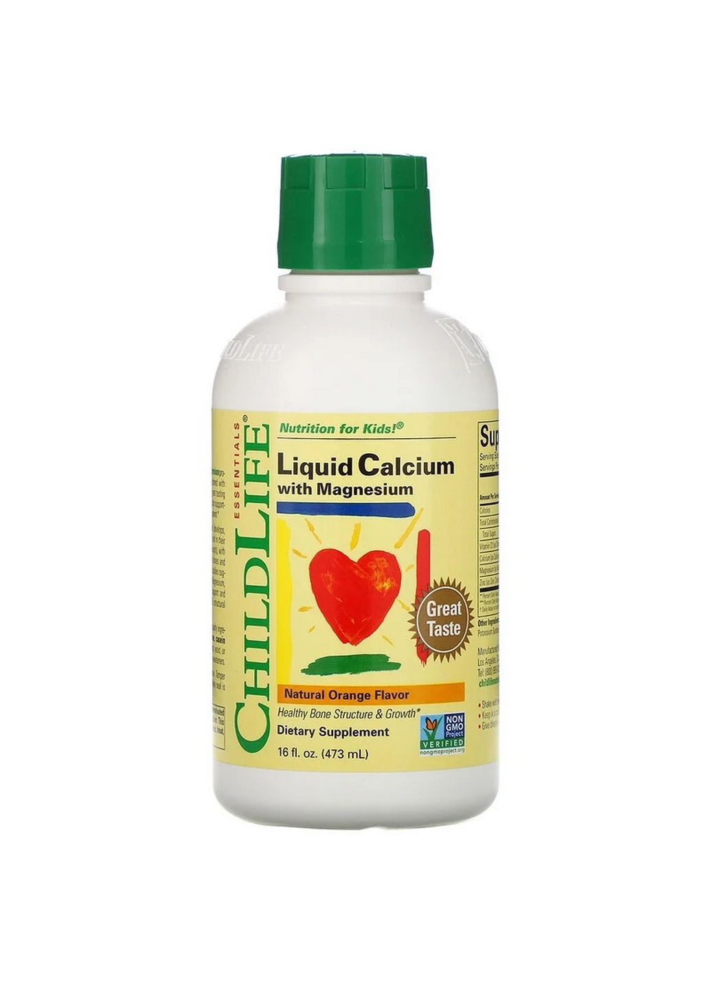 Вітаміни та мінерали Liquid Calcium With Magnesium, 473 мл - апельсин ChildLife (293343038)