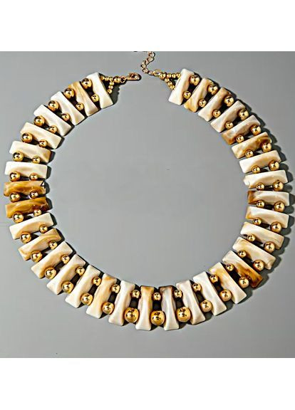 Колье из фрагментов и бусин Мраморное бежевое No Brand (369622086)