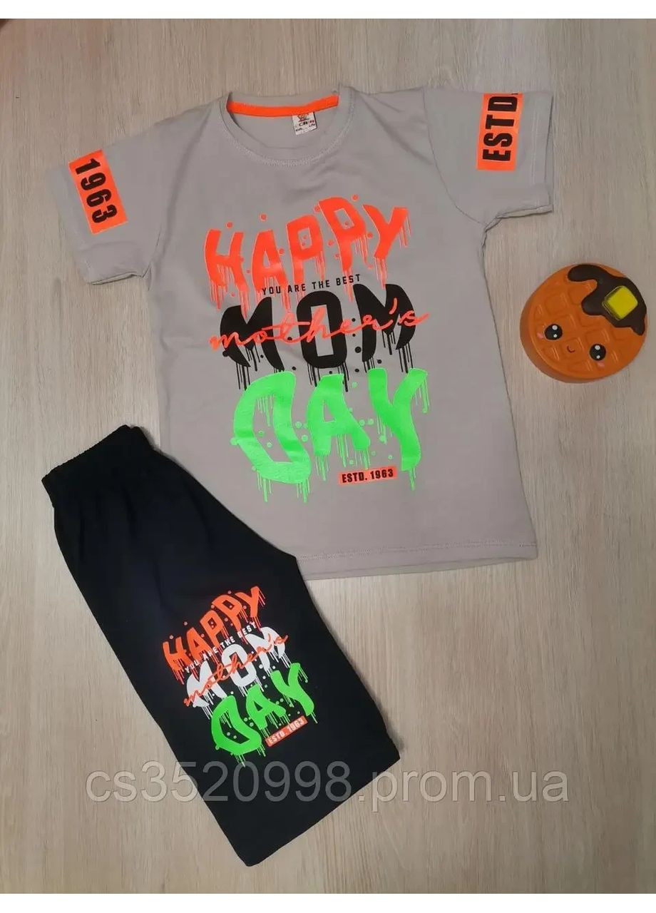 Сірий демісезонний дитячий літній яскравий костюм для хлопчика, на 6,7 років Kids