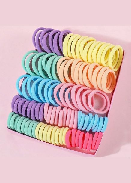 Набор резинок для волос для девочки в подарочной упаковке 100 шт радуга No Brand (334013556)