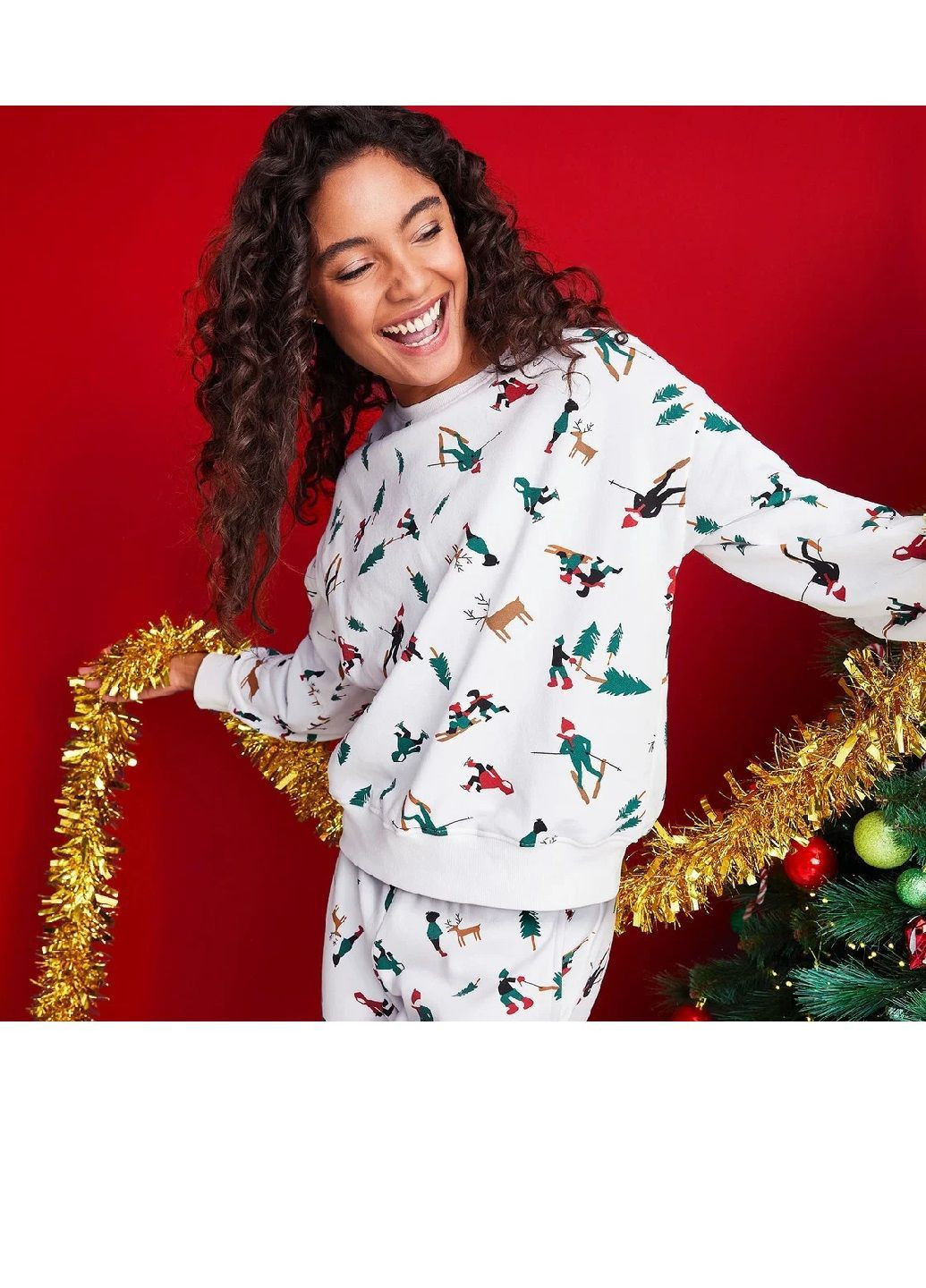 Костюм (толстовка+штаны) женский рождественский белый на флисе, размер S,М,L Esmara (360977548)