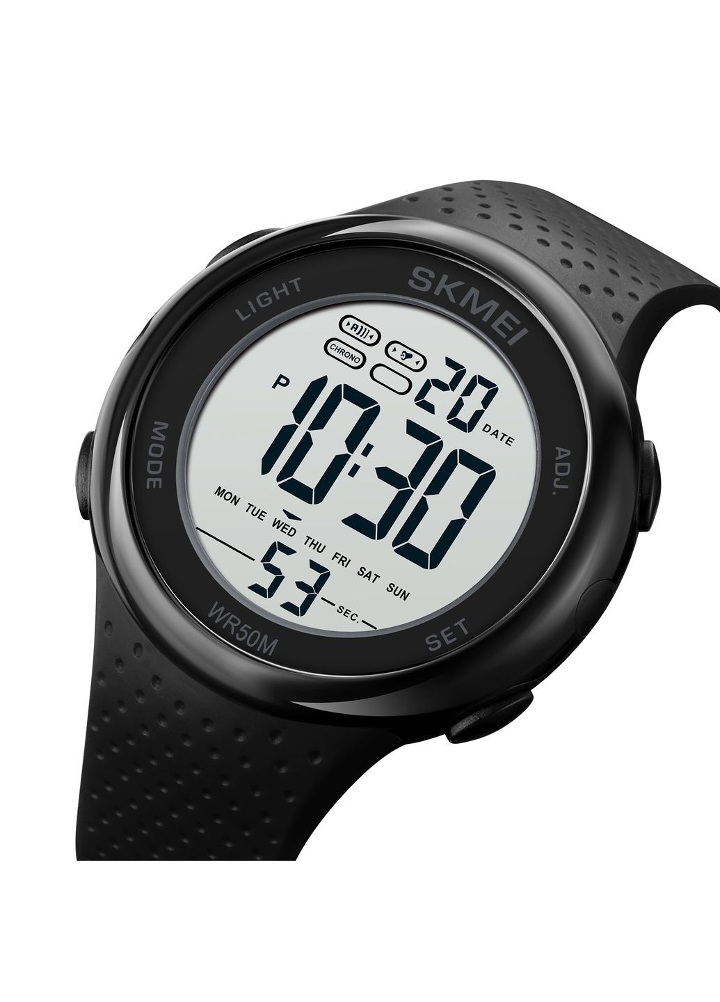 Часы 1856BKWT Мужские водонепроницаемые электронные с будильником и секундомером черные ProDobro (367266865)