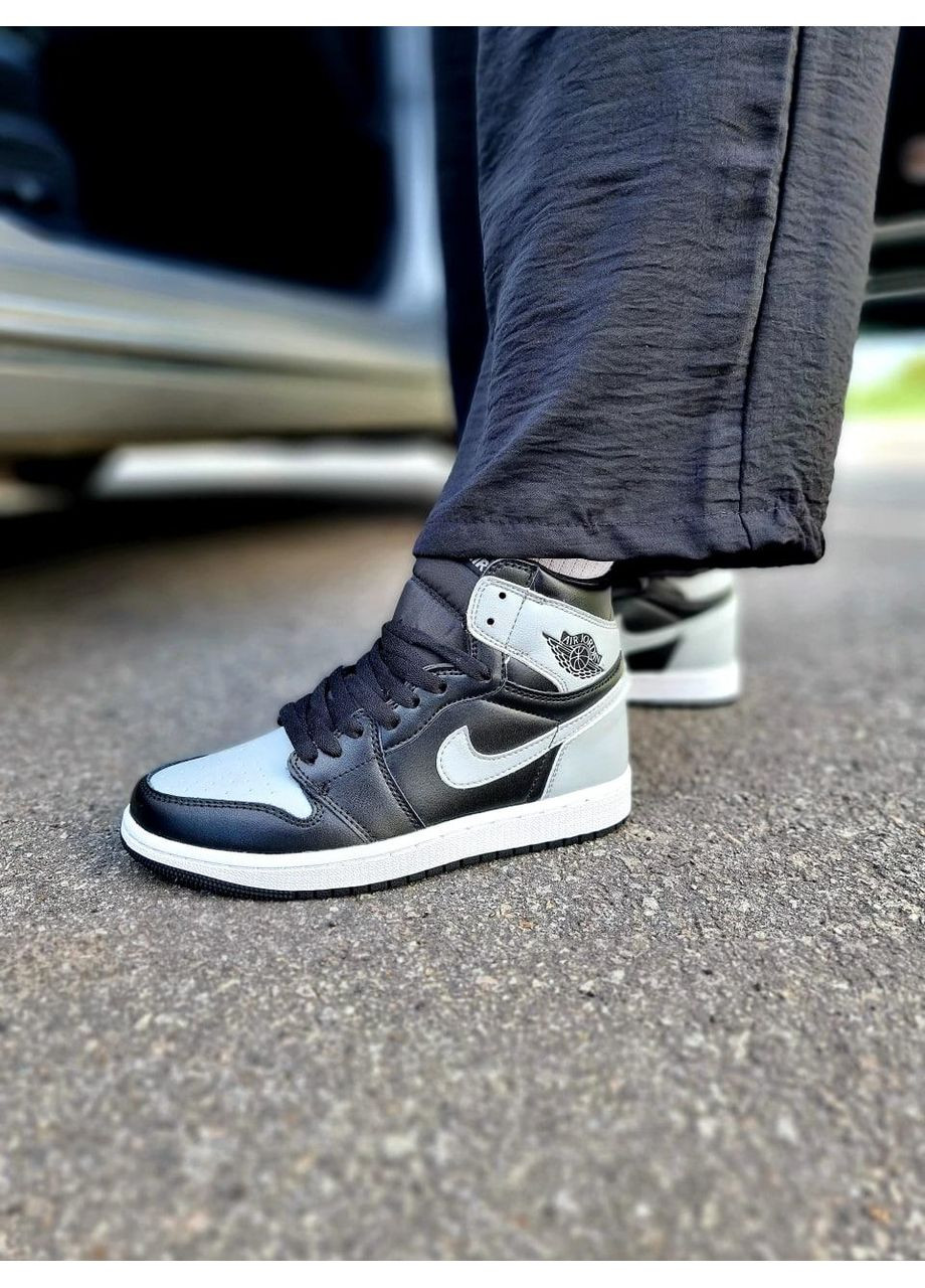 Серые демисезонные кроссовки мужские nike air jordan 1 high shadow 2.0 black smoke grey найк аир джордан No Brand