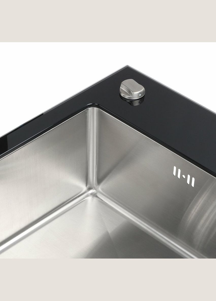 Кухонна мийка Handmade BLACK GLASS 600x510x200 Platinum (336936298)