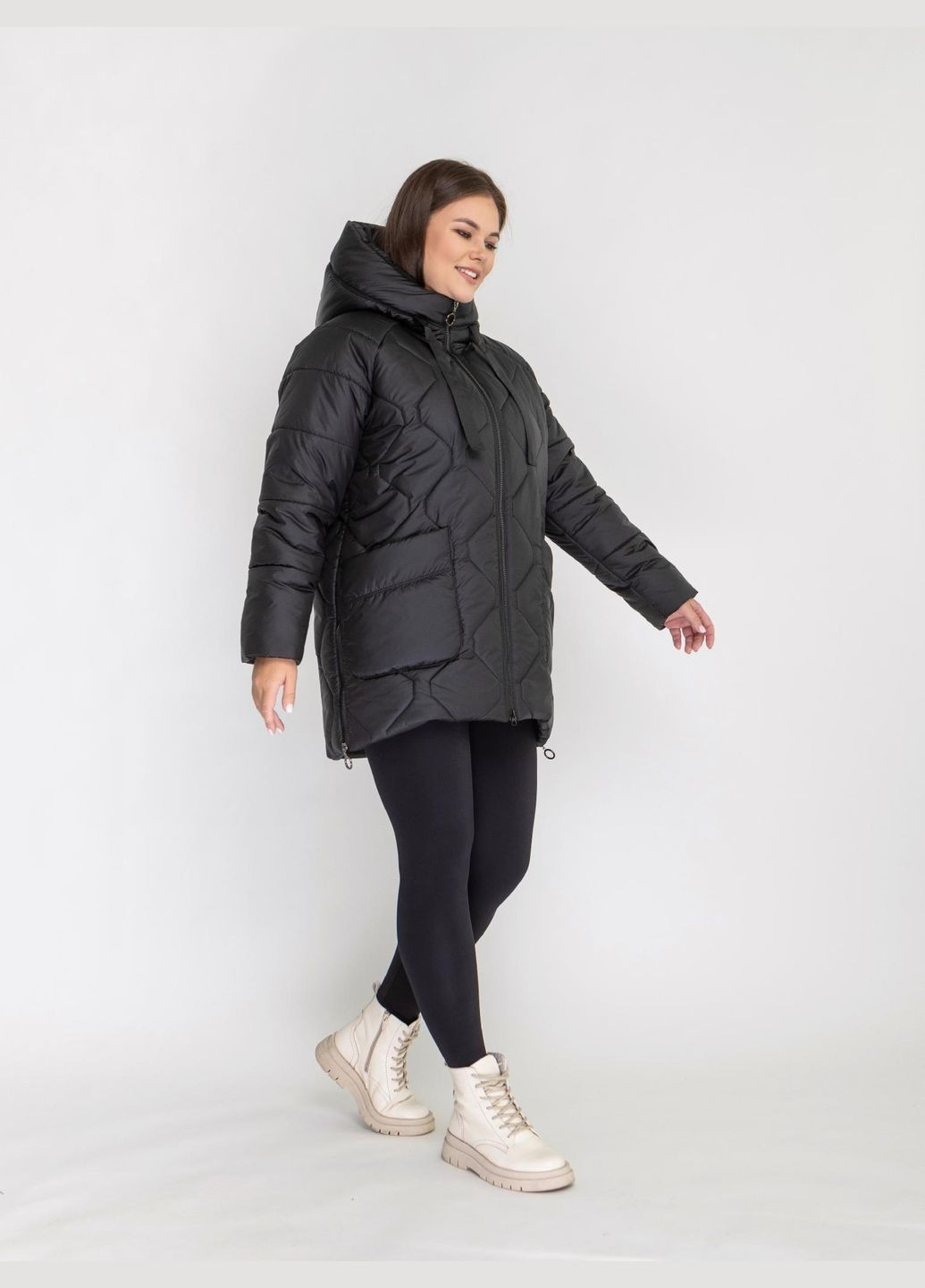 Чорна зимня жіноча зимова куртка великого розміру SK