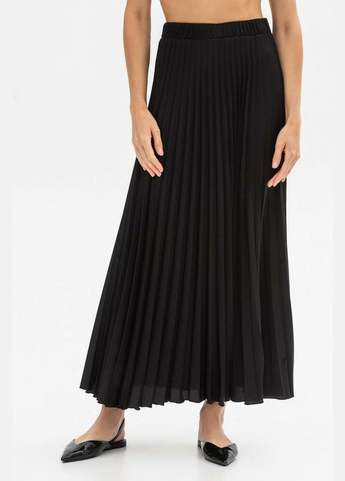 Черная юбка черного гофре терил lesia mkls001 Modna KAZKA