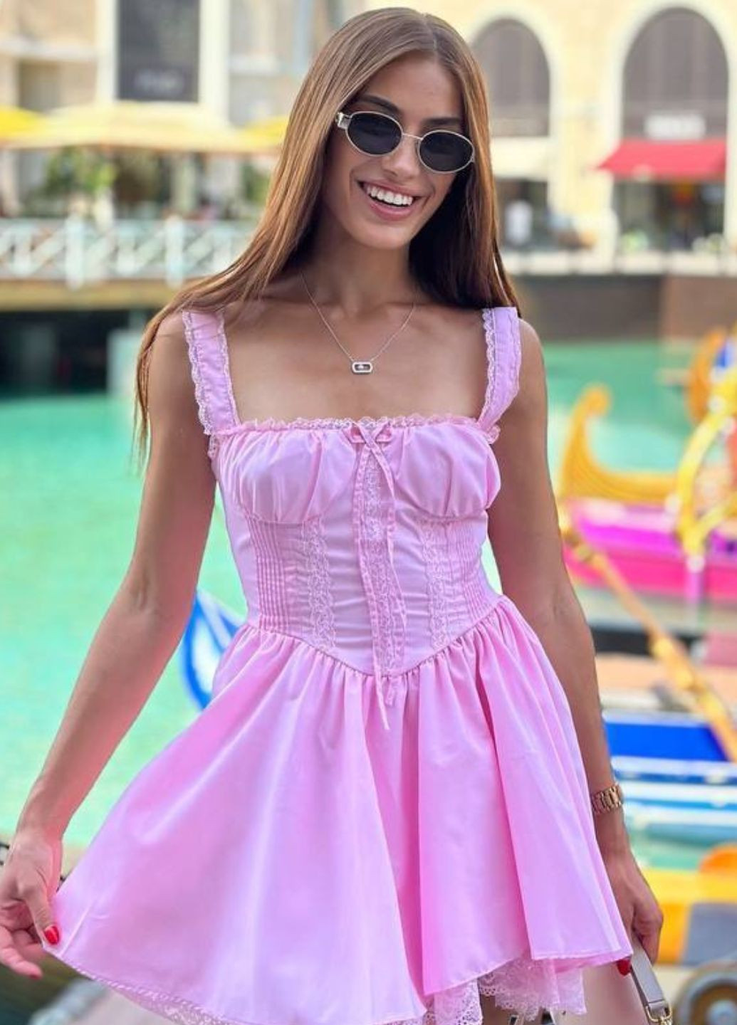 Рожева повсякденний міні сукня на бретелях бебі долл Tik-Tak однотонна