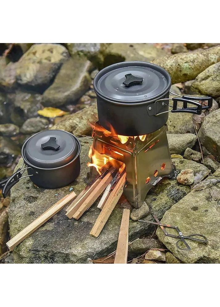 Портативна дров'яна піч для кемпінгу з неіржавкої сталі No Brand (365721195)