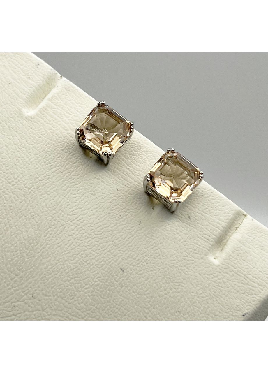 Серьги-пусеты серебряные с морганитом 4,03 г No Brand (369736518)