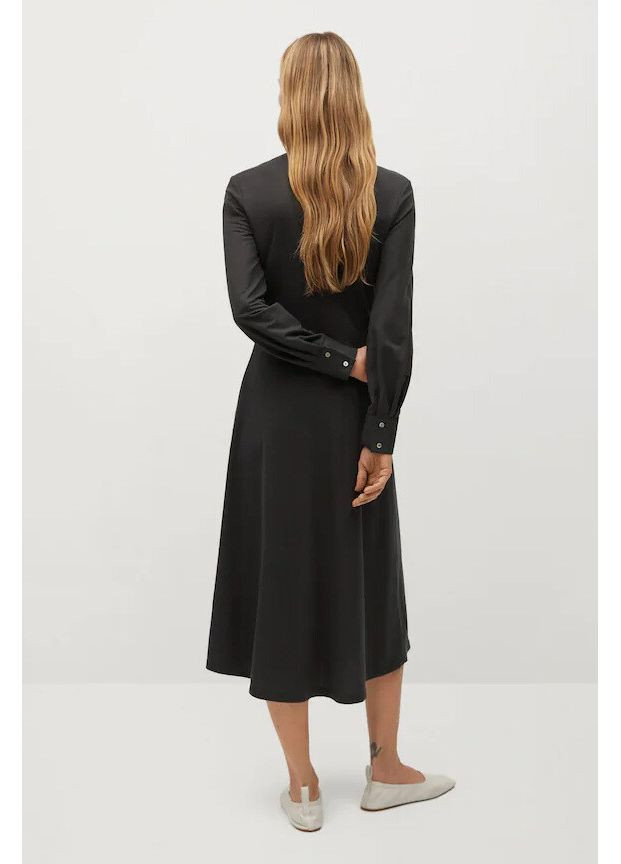 Темно-сіра сукня міді 87090526 Mango