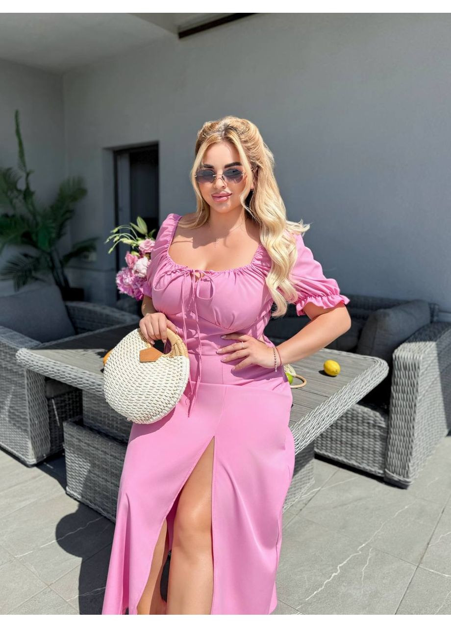 Рожева святковий, повсякденний, кежуал жіноча сукня міді а-силует Style Point однотонна