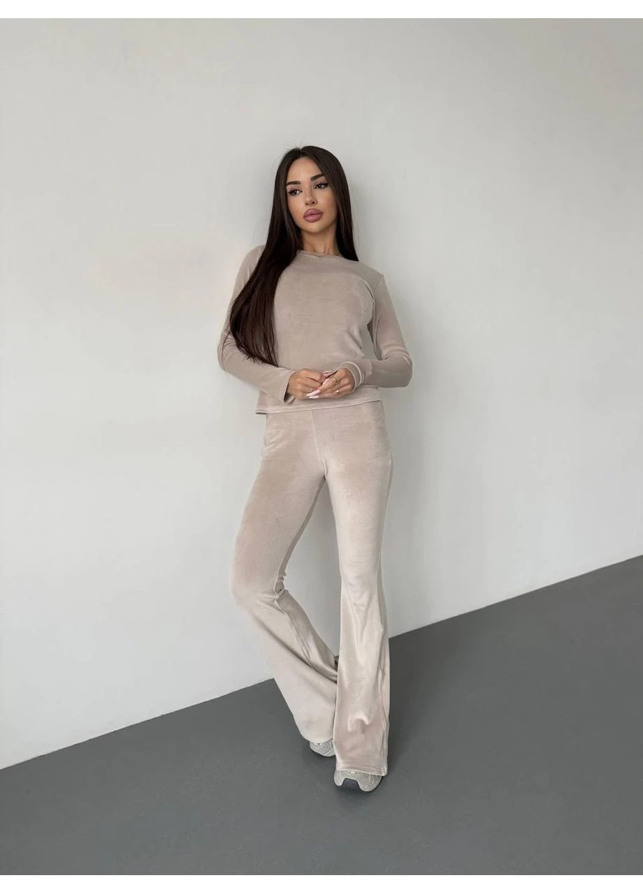 Жіночий велюровий костюм двійка кофта штани кльош No Brand (381298277)