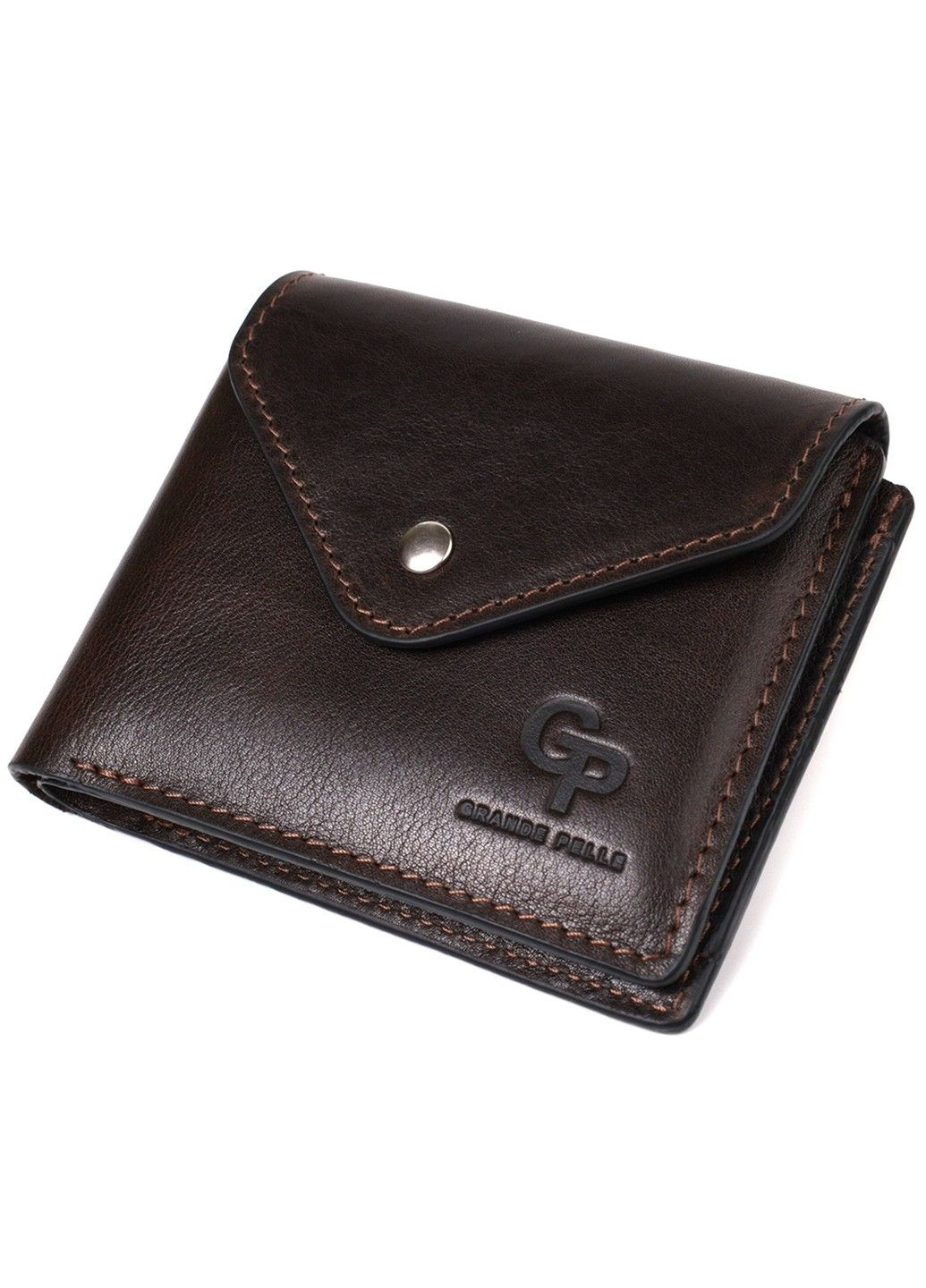 Чоловічий гаманець з натуральної глянсової шкіри 16807 Коричневий Grande Pelle (292920552)