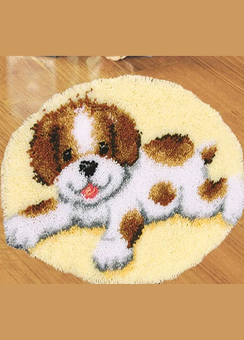 Набор для ковровой вышивки коврик щенок (основа-канва, нитки, крючок для ковровой вышивки) No Brand 1906 (289355758)