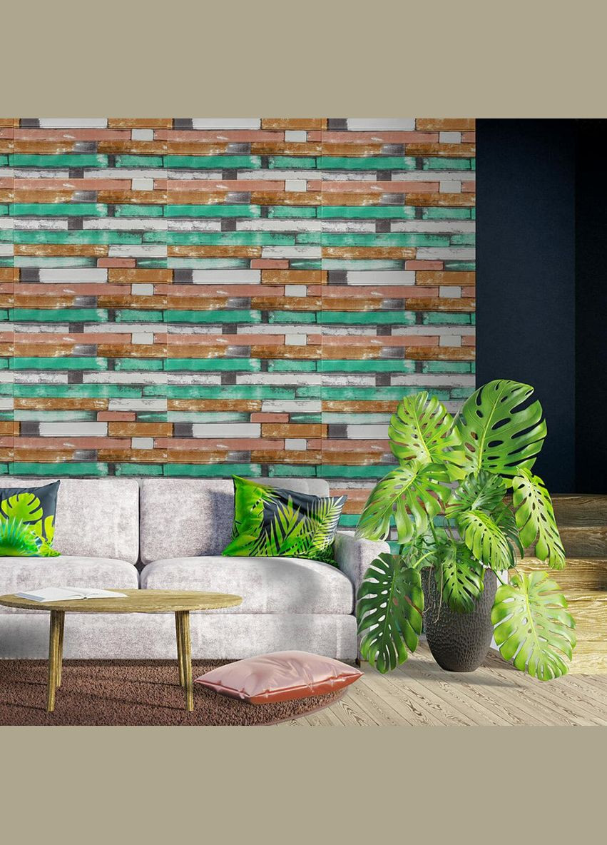 Самоклеющаяся декоративная 3D панель мятное дерево 700x700x5мм 057 (3DPanda-0238) Sticker Wall (323155383)