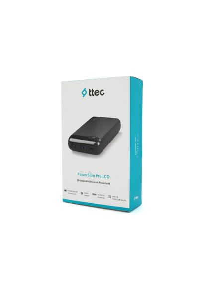Батарея универсальная 20000mAh, Output 2*USB+Type-C, 20W, Black (2BB186S) TTEC 20000mAh, Output 2*USB + Type-C, 20W, Black (370018855)