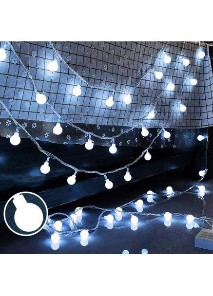 Гірлянда Матові Кульки 100 LED 6,8 м,11 мм, білий провід білий LTL (299314451)