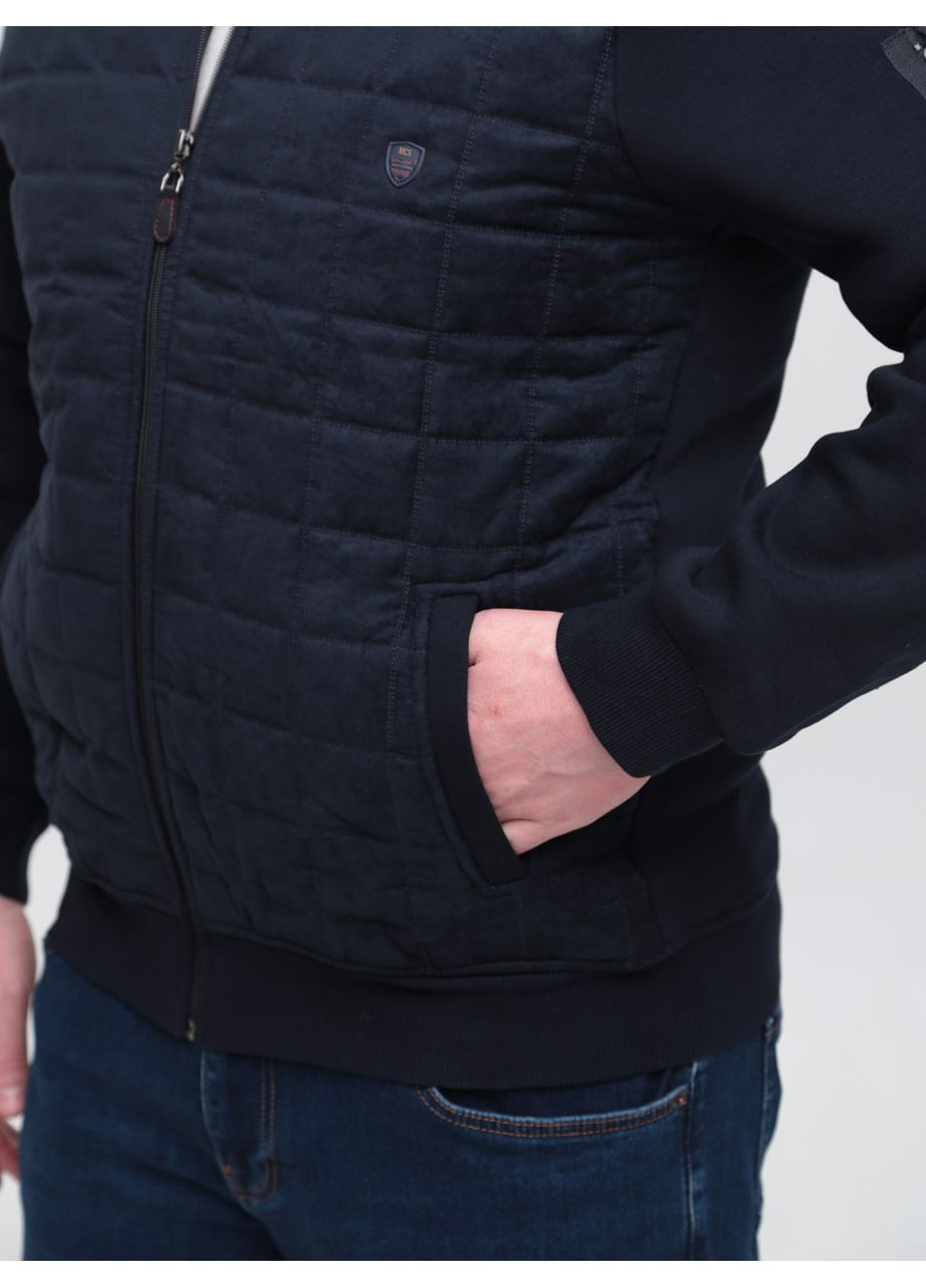 Кофта чоловіча темно-синя на блискавці з флісом MarcoStar Приталена (363553833)