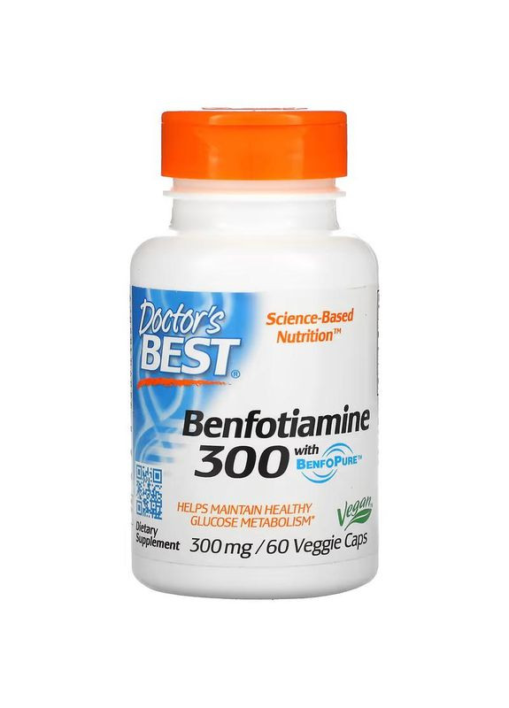 Бенфотиамин 300 из BenfoPure, Benfotiamine 300 из BenfoPure, 300 мг, 60 вегетарианских капсул 2534 Doctor's Best (364194932)