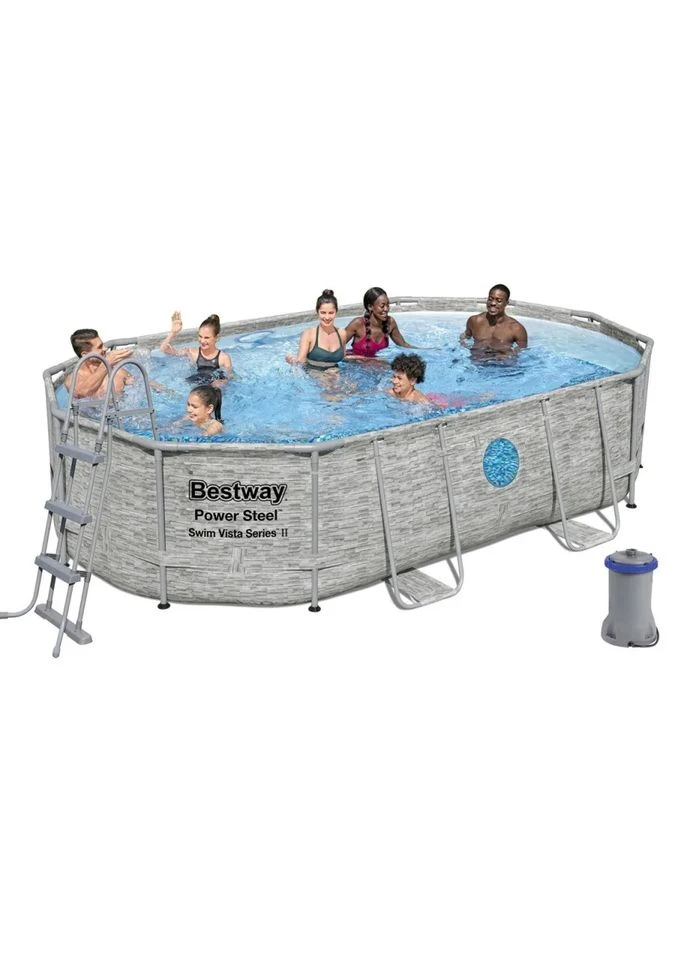 Каркасний басейн ПВХ 488х305х107 см овальний ротанг 10949 л Bestway (385525406)