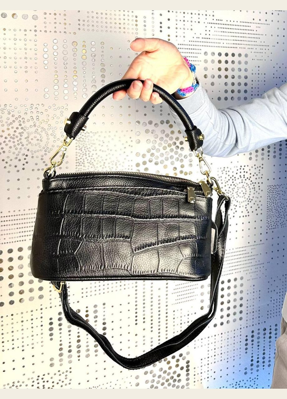 Сумка шкіряна жіноча функціональна чорна NIUNIU (322767697)