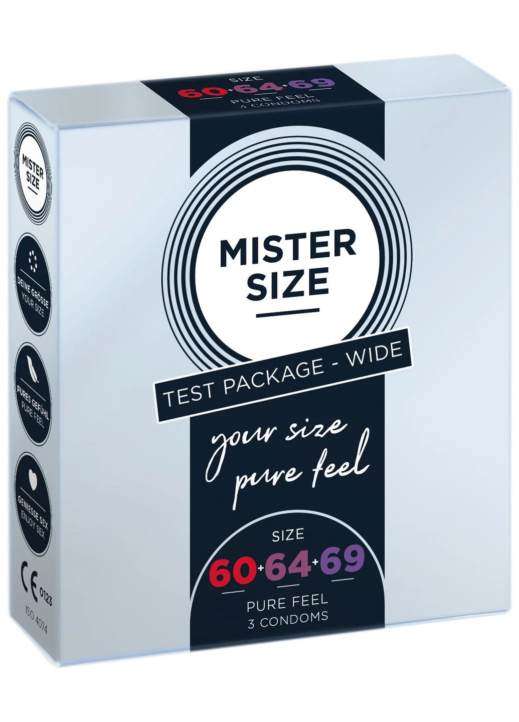 Набор презервативов pure feel - 60–64–69 (3 condoms), 3 размера, толщина 0,05 мм Mister Size (296914140)