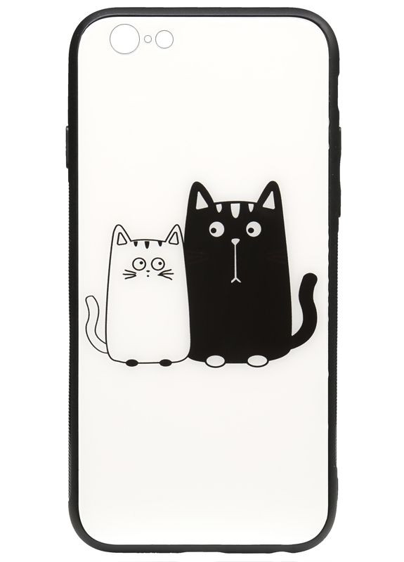 Чехол-накладка Cartoon Print Glass Case Apple iPhone 6/6s Cats White/Black Toto (301509055)