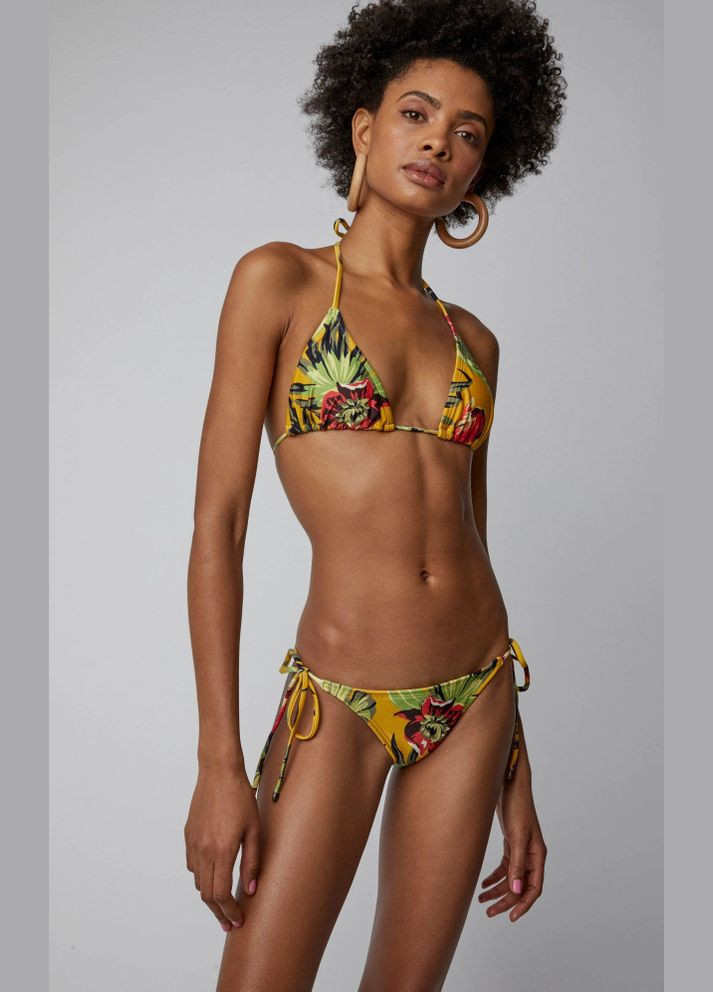 Жовтий літній купальник бікіні з квітковим принтом No Brand