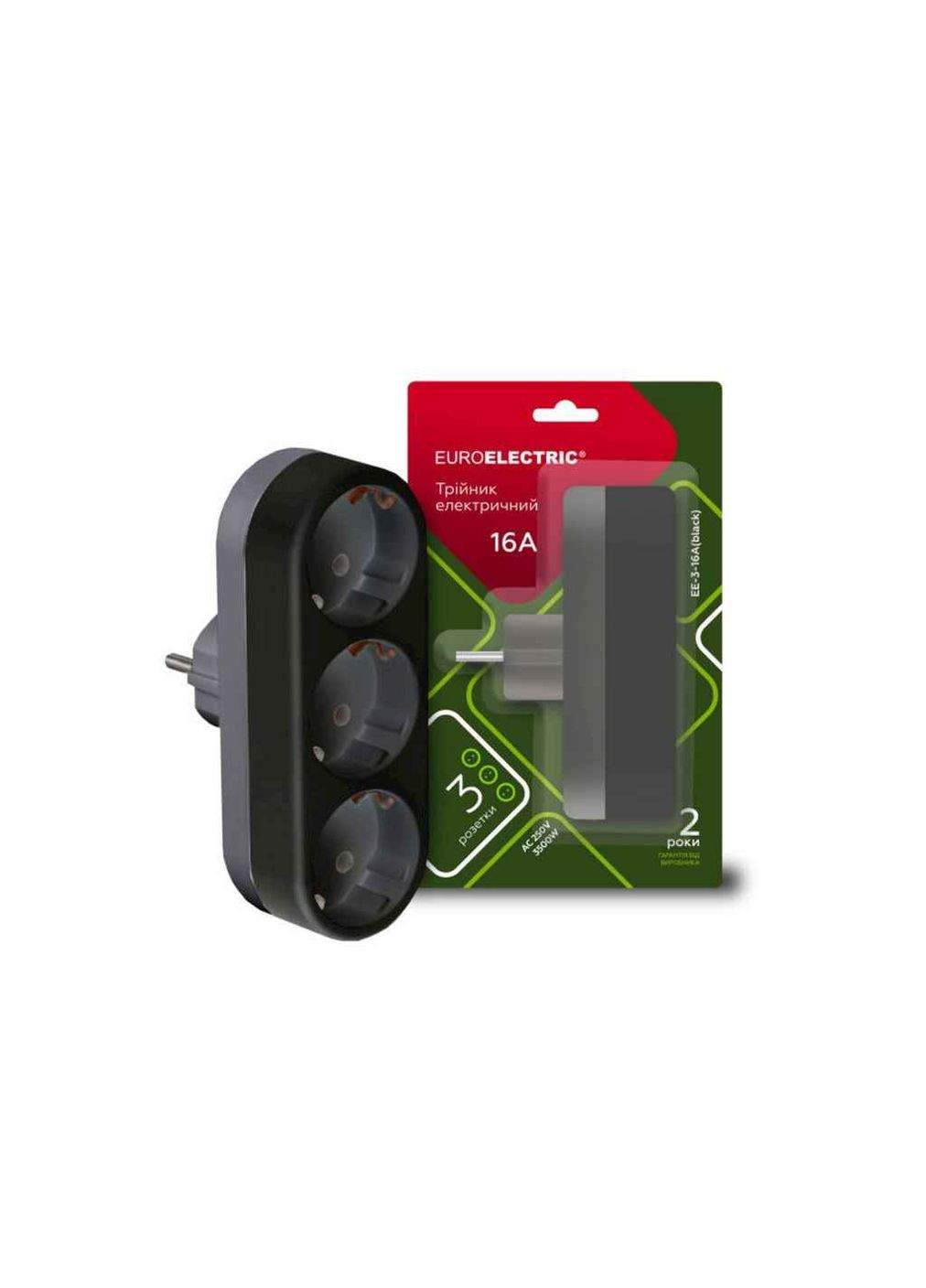 Разветвитель 3 гнезда с заземлением X3, 16A Euroelectric (364682954)