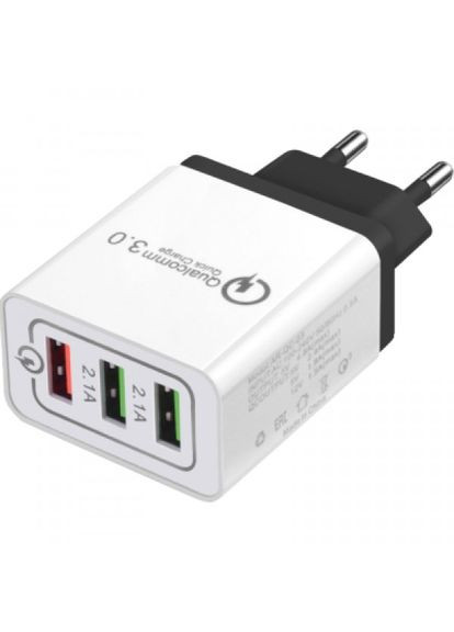 Зарядний пристрій QC300 3 USB Qualcom 3.0 4.8A Black (QC-300-BK) XoKo qc-300 3 usb qualcom 3.0 4.8a black (268143676)