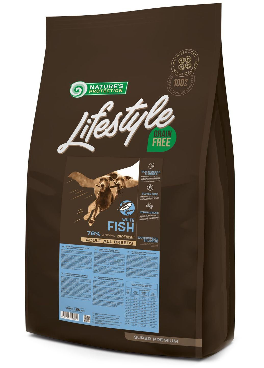 Сухий беззерновий корм для собак Lifestyle Grain Free White Fish Adult All Breeds з білою Nature's Protection (279562717)