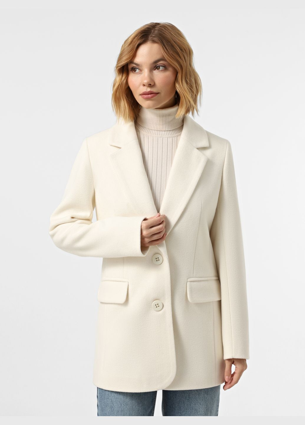 Белое Повседневный, Классическое, Кэжуал полупальто демисезонное бежевое 1951wt однобортное DANNA однотонное