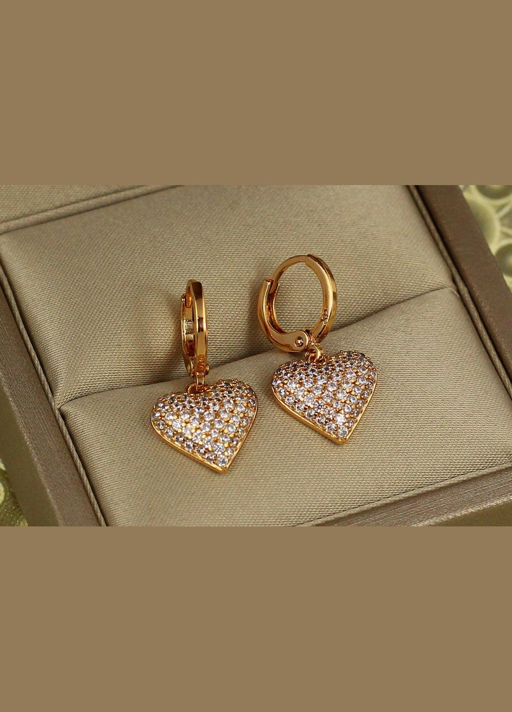 Серьги подвески с фианитами 2,4 см золотистые. Xuping Jewelry (324834317)