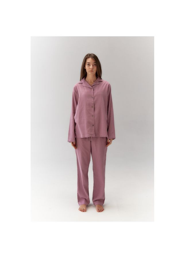 Бузкова всесезон піжама жіноча home - porta бузковий m рубашка + брюки Lotus