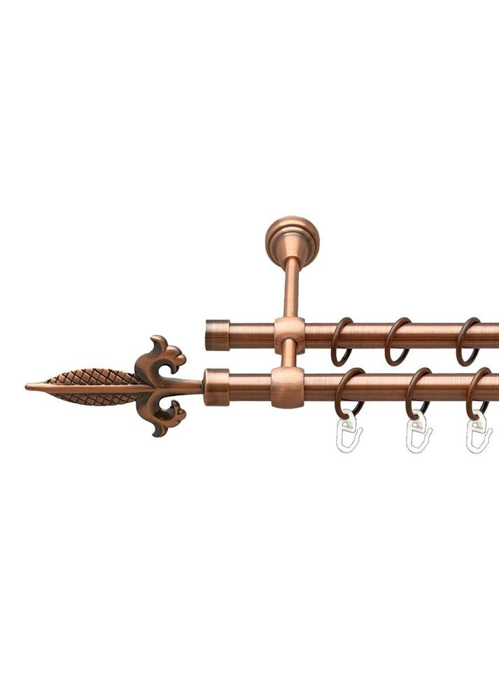 Карниз Генуя металевий дворядний литий гладка труба Мідь 16\16 мм 160 см (00-00019561) ORVIT (300688460)