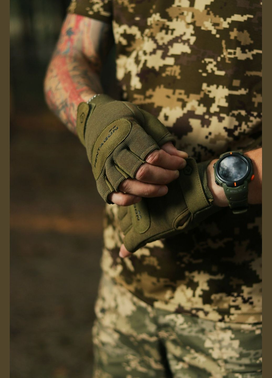 Рукавиці тактичні безпалі Pentagon Duty Mechanic 1/2 Gloves, Olive, S No Brand (315439035)