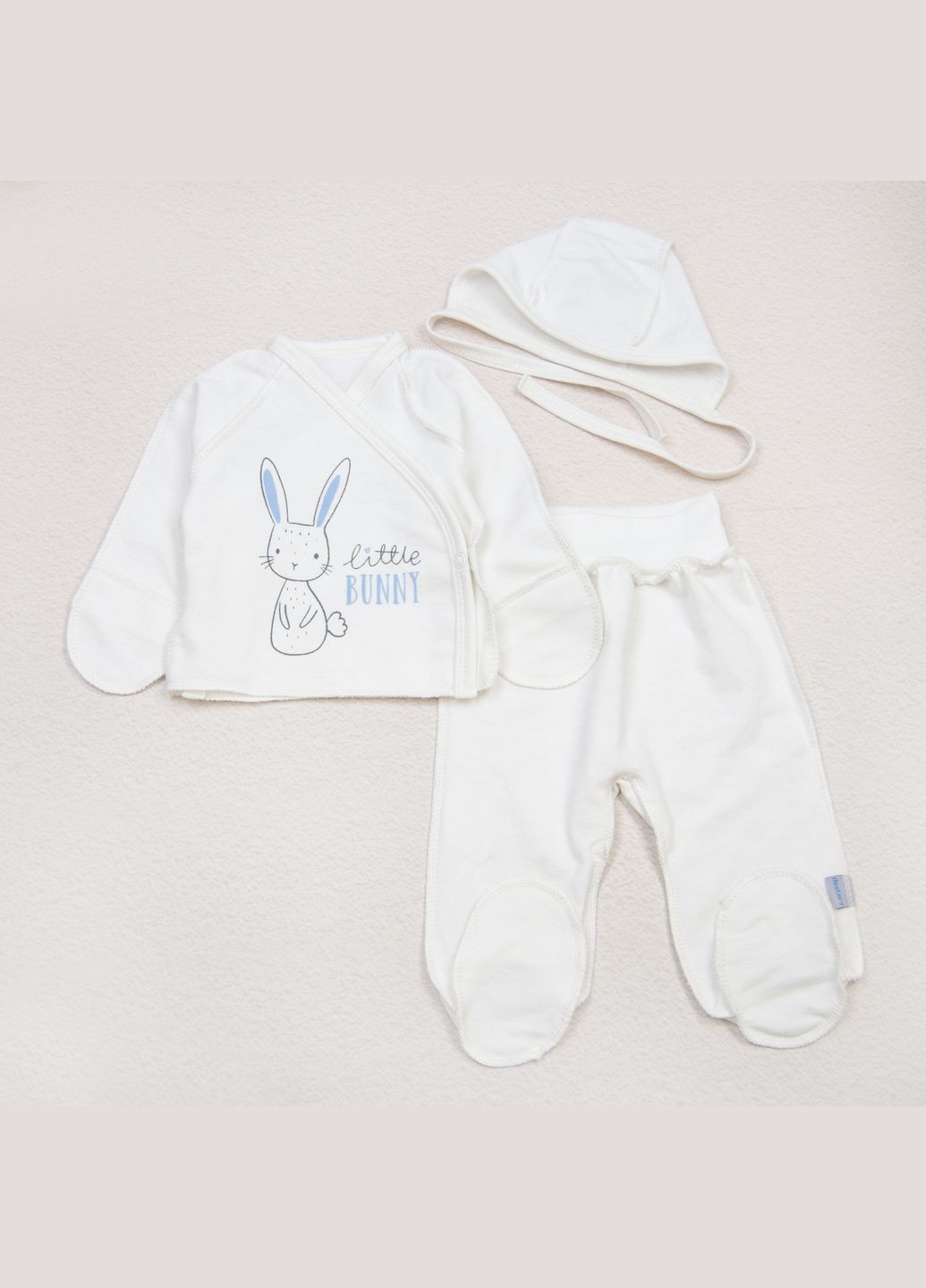 Молочний демісезонний комплект з тьох предметів в пологовий з начісом bunny молочний dexter's