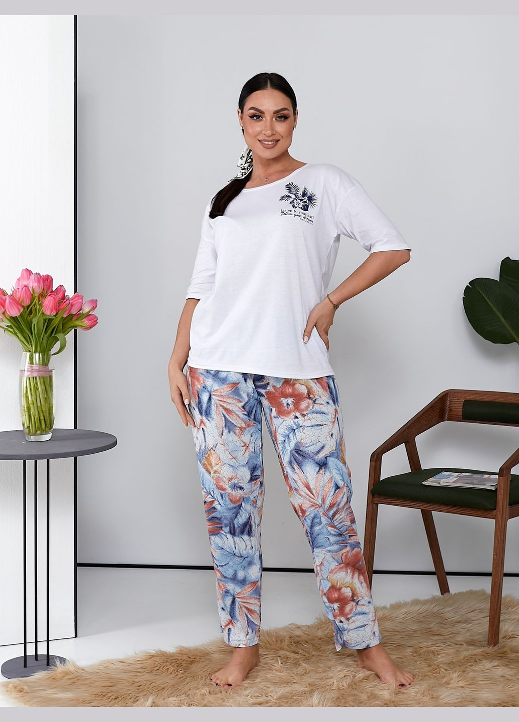 Затишна та стильна жіноча піжама зі 100% бавовни Tailer (278676126)
