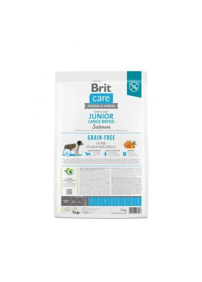 Сухой корм Dog Grain-free Junior Large Breed для молодых собак больших пород, беззерновой с лососем, Brit Care (323219454)