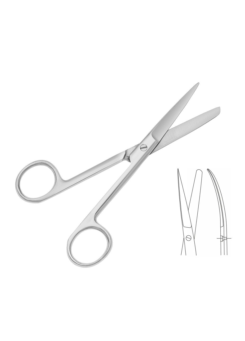 Ножиці операційні з одним гострим кінцем, зігнуті,0 см. MEDEM (338850178)