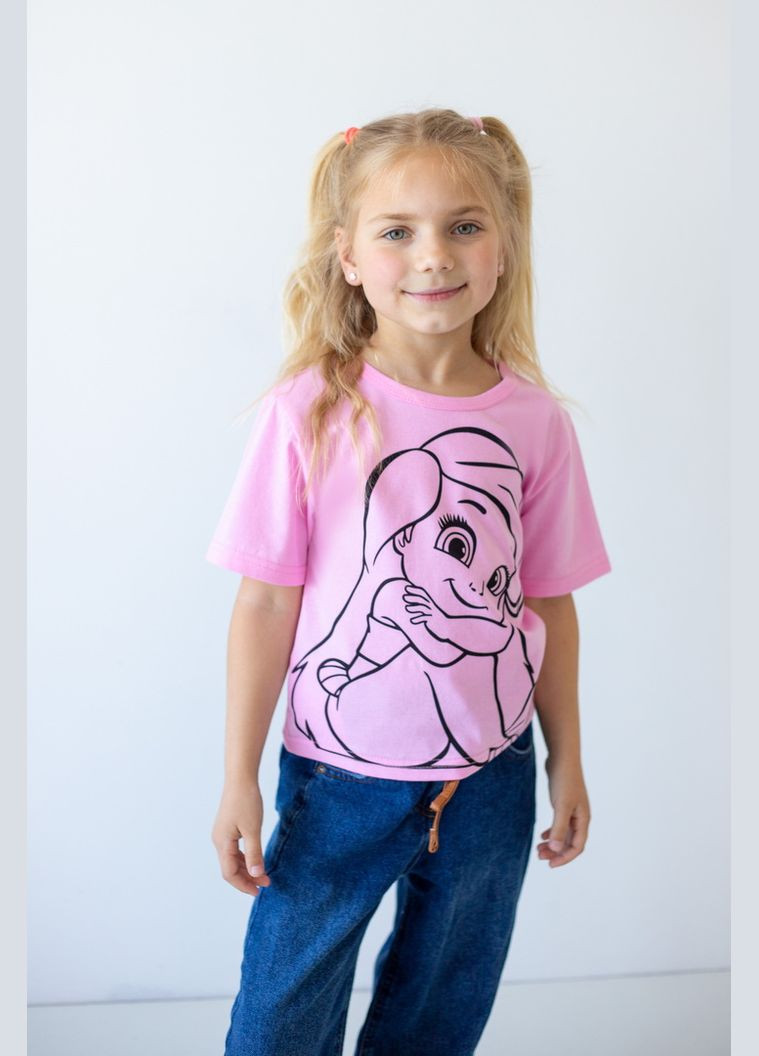 Светло-розовая демисезонная футболка для девочек 03-1797-03н 98 см темно-сиреневый Авекстекс