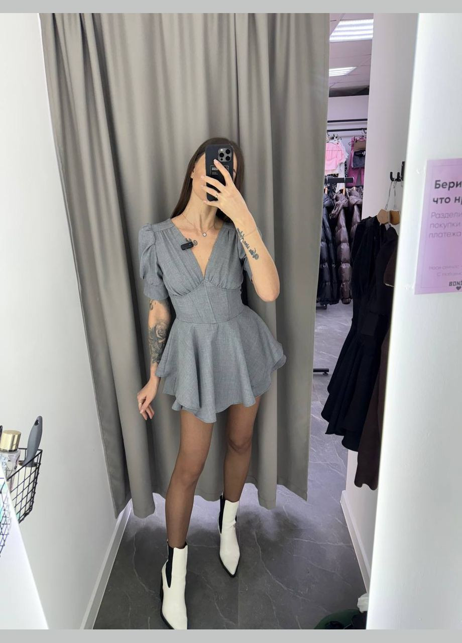 Платье-комбинезон с имитацией корсета Adelante комбинезон-шорты однотонный серый кэжуал костюмная