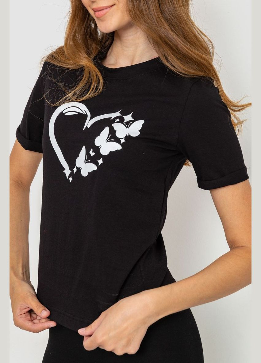 Чорна жіноча футболка з принтом Ager 241R123
