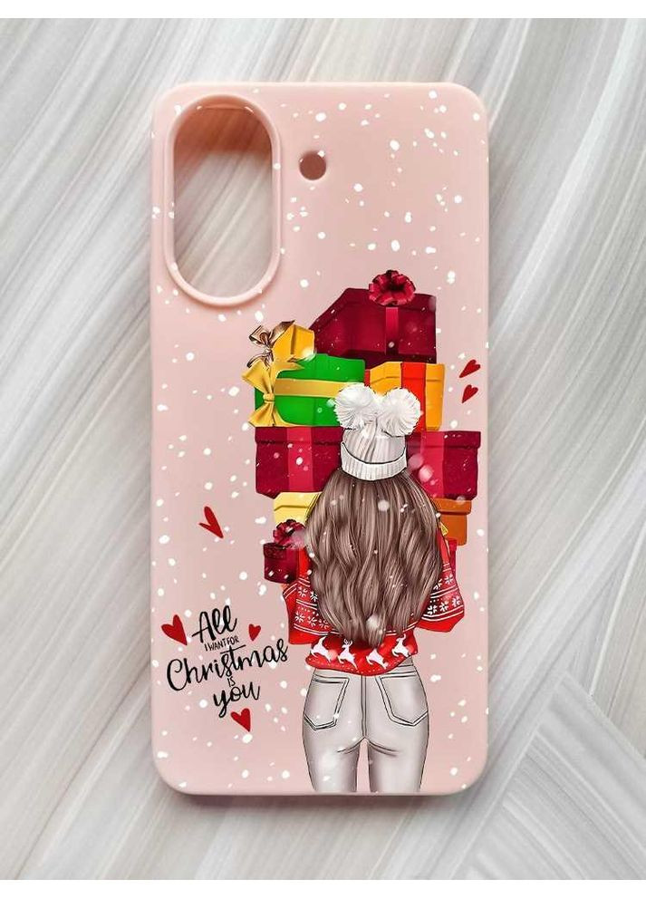 Матовий рожевий чохол на Xiaomi Redmi 13C / Poco C65 Дівчина з подарунками (принт 144) Creative (362967495)